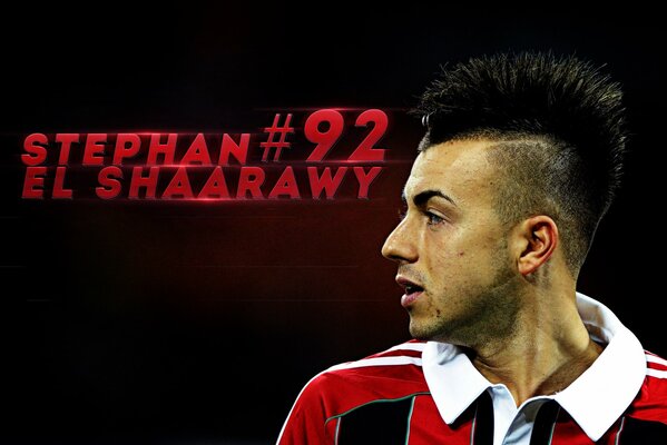 Football player Stefan Karim El Shaarawi in profile photo on a black background