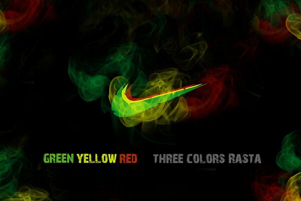 Icono de Nike en humo rojo y verde