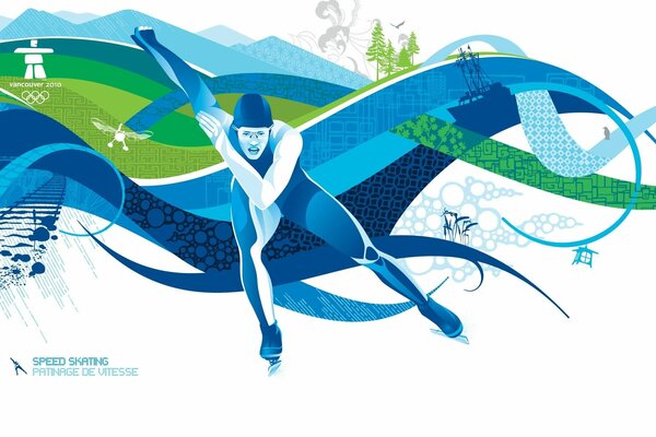 Poster di pattinaggio sui giochi olimpici