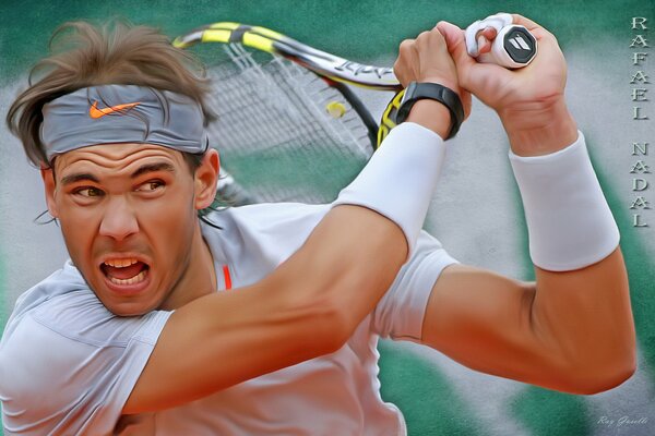 Starker Schlag von Tennisprofi Rafael nadal