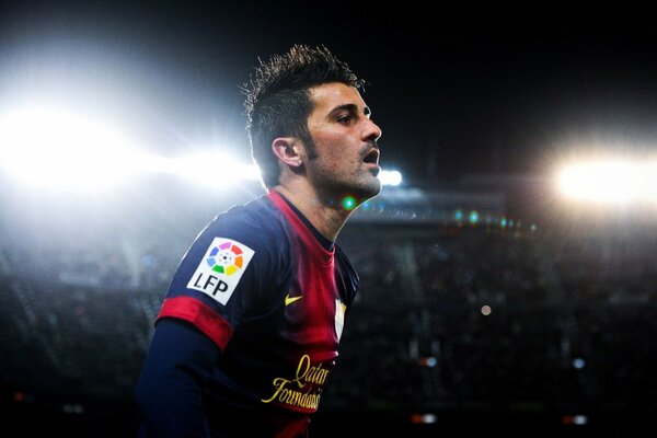 Football player david Villa of the Barcelona team