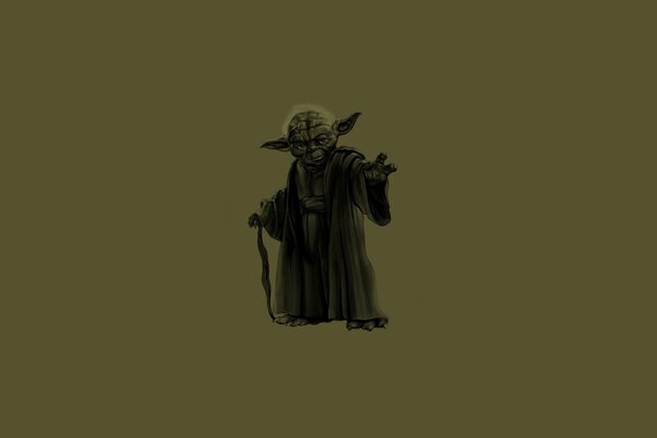 Master Yoda from Star Wars on a green background