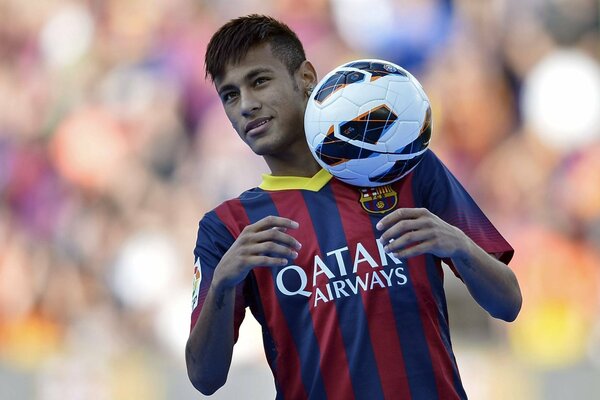 Brazilian footballer neymar with the ball