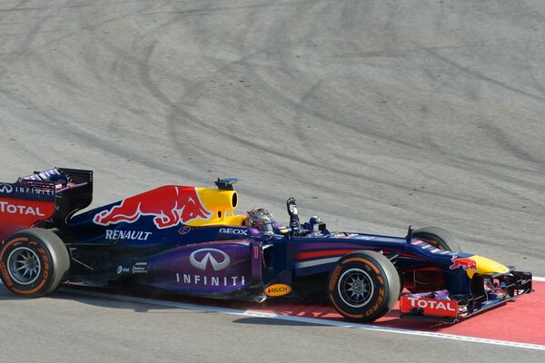 Sebastian Vettel waves