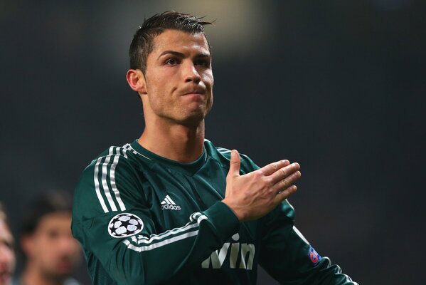 Footballer Cristiano Ronaldo hand gesture