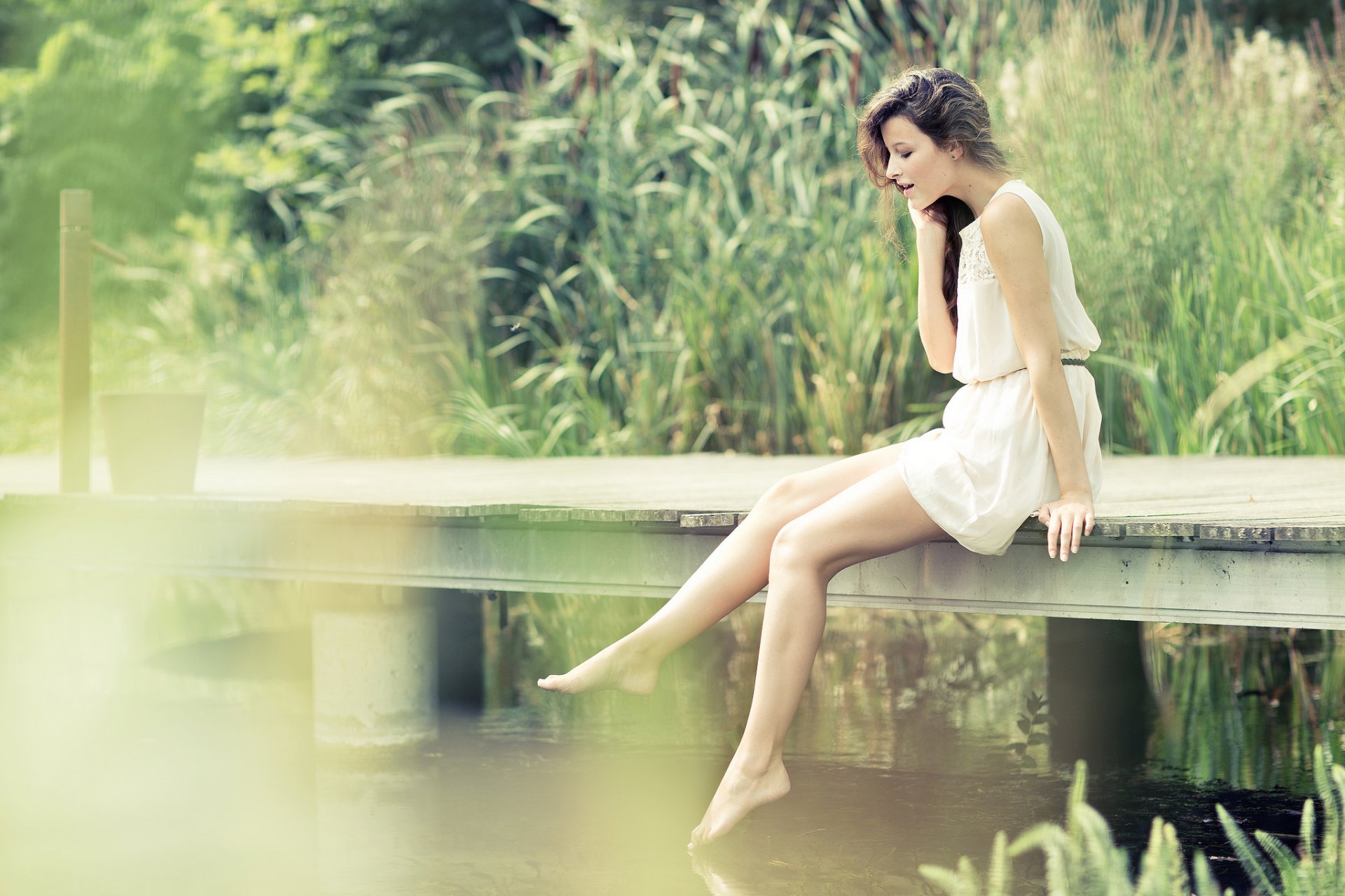 girl paola nature river pier