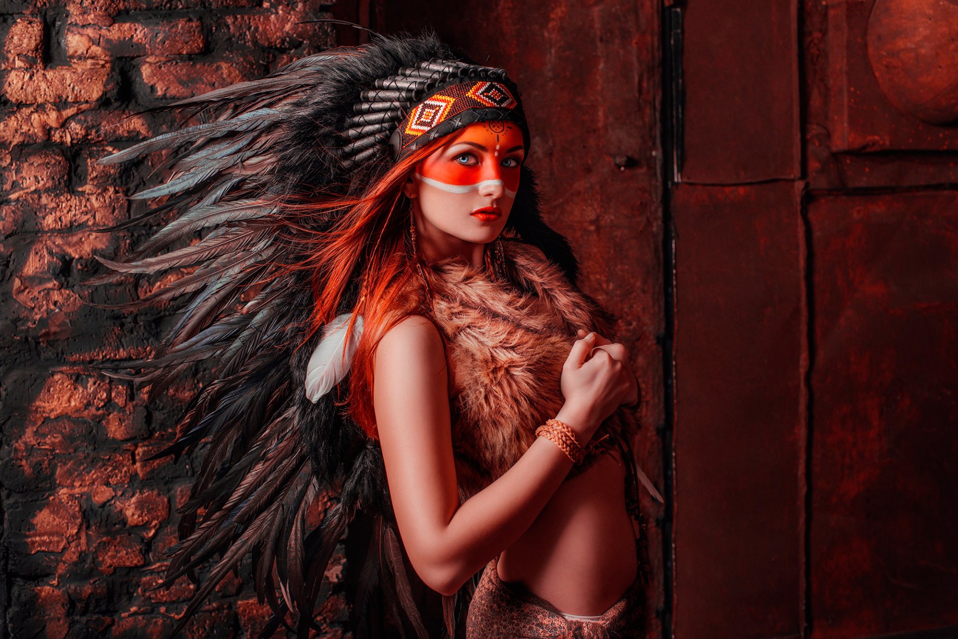 headwear feathers war paint makeup make-up