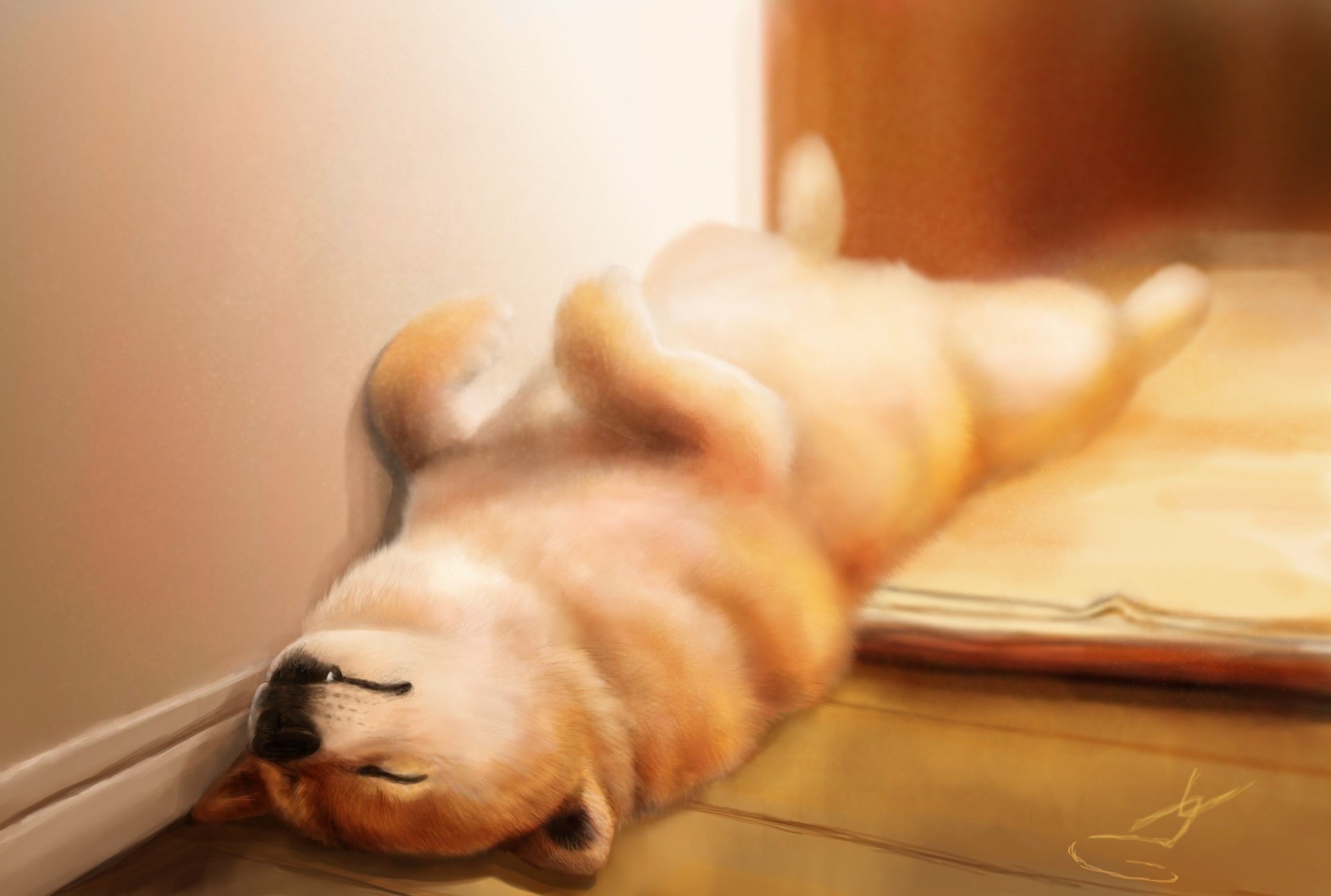 sommeil art chiot dormir sur le sol maison chien