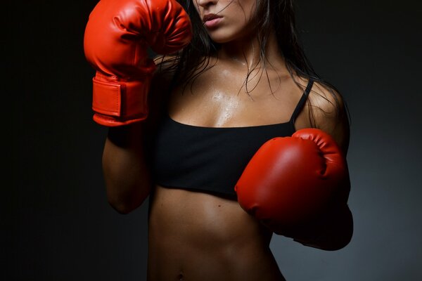 The girl in gloves. boxing. woman