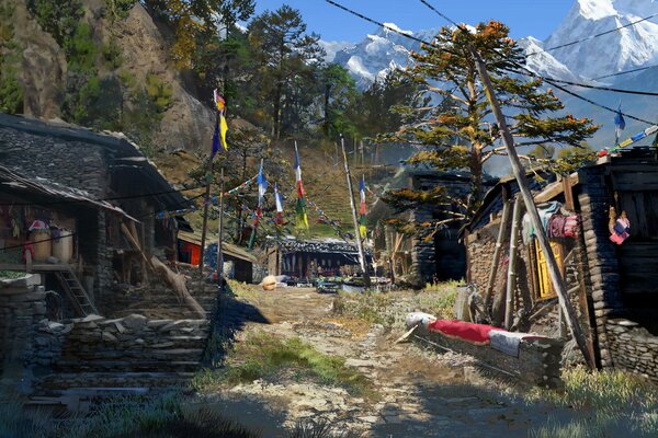 A picture of a village from the game far cry 4 with good graphics