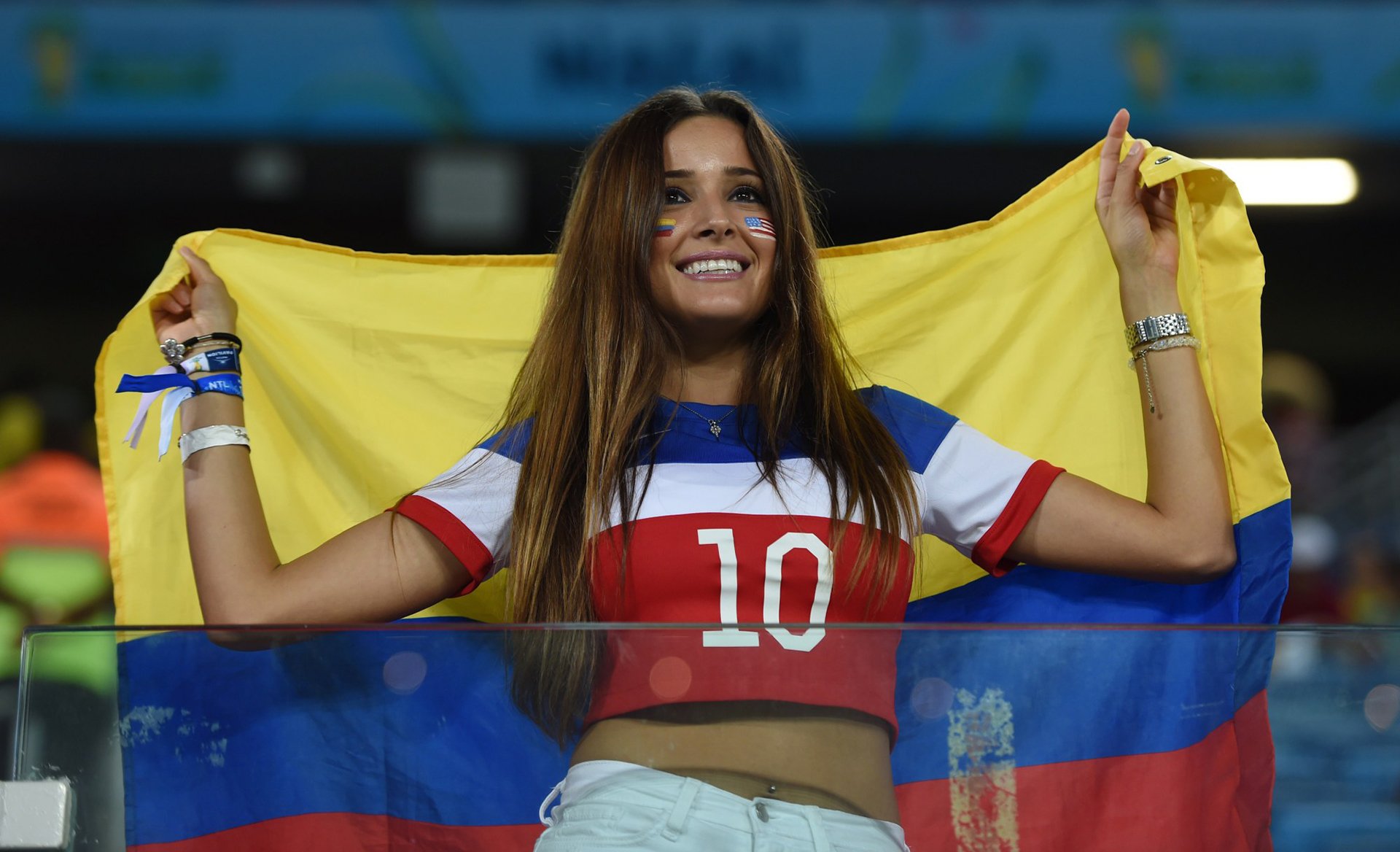 girl colombia flag cheerleader