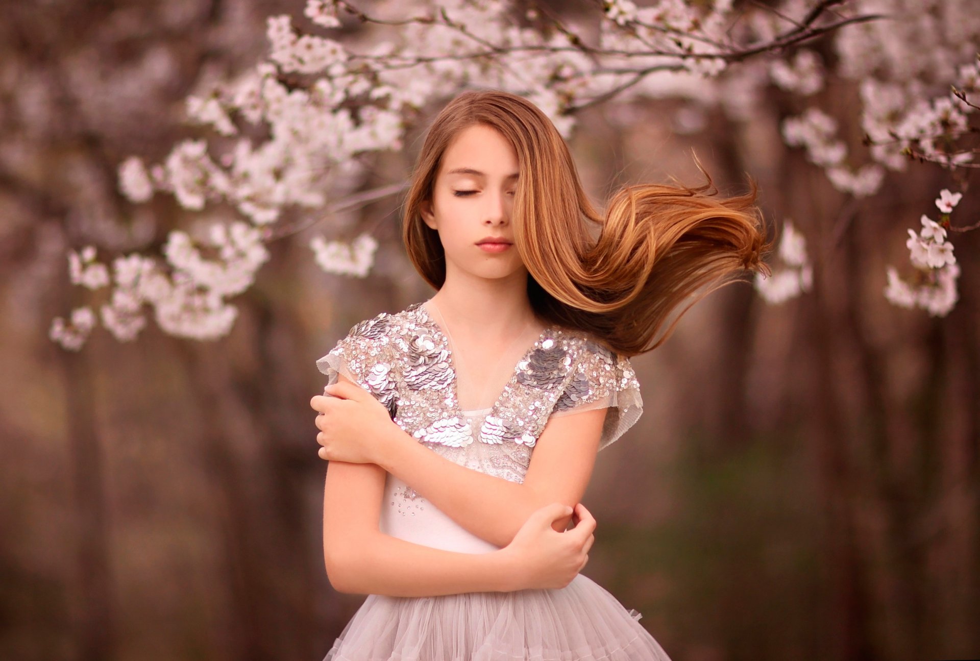 mädchen kleid frühling hintergrund