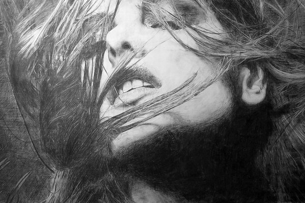 Black and white drawing by Allesandra Ambrosio