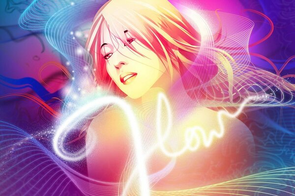 Beautiful neon art with a girl