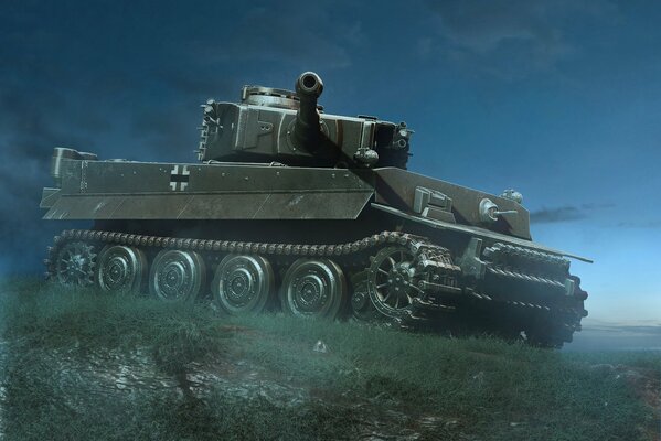 Немецкий тяжёлый танк тигр ночью