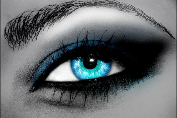 Ojos azules sobre fondo gris