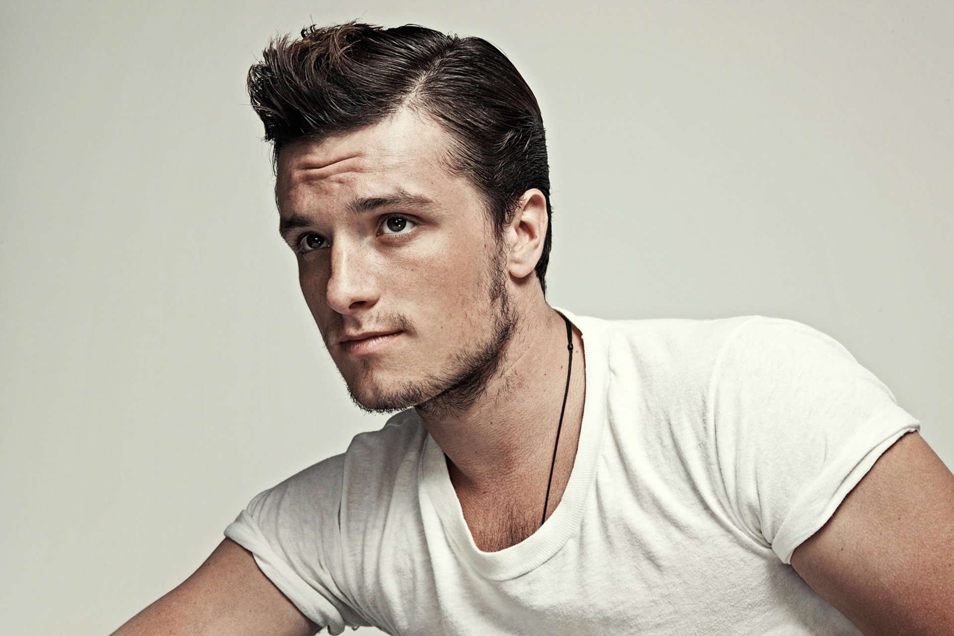 josh hutcherson actor portrait hair style t-shirt background magazine out photos nino munoz