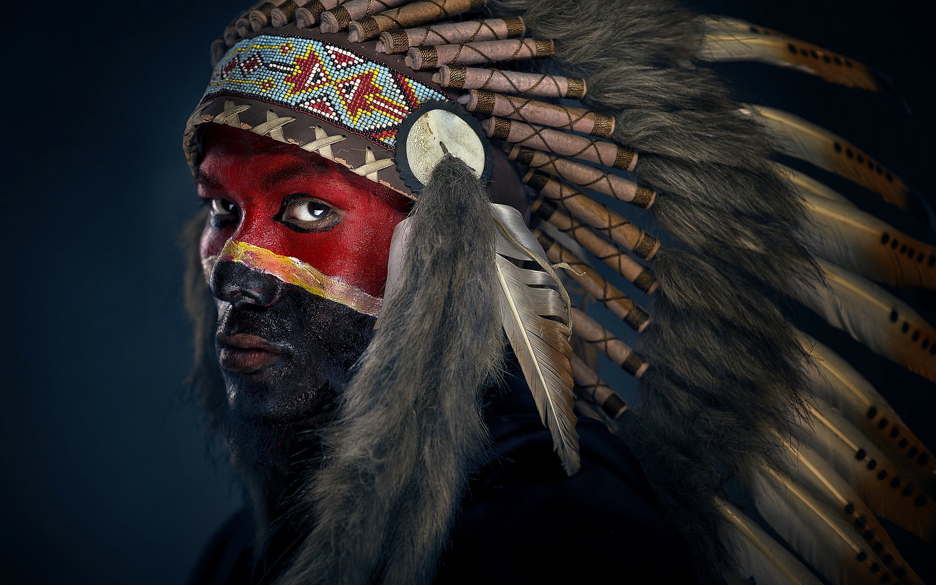 painted face apache colour man