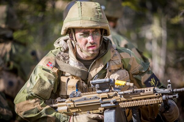 A tired soldier after an exercise