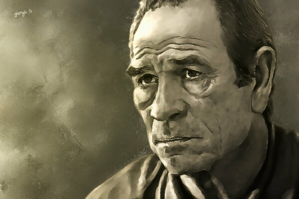 The sad face of actor Tommy Lee Jones