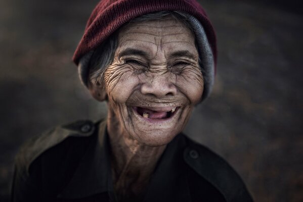 Thai old lady with a smile on her face