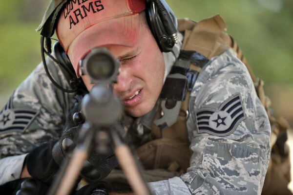 Sniper soldier in the army