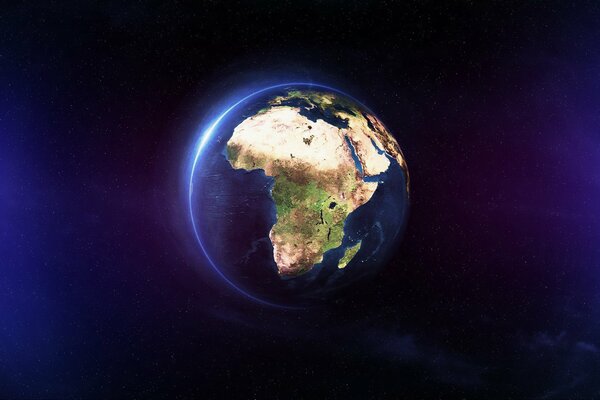 Vista de África y el océano desde el espacio