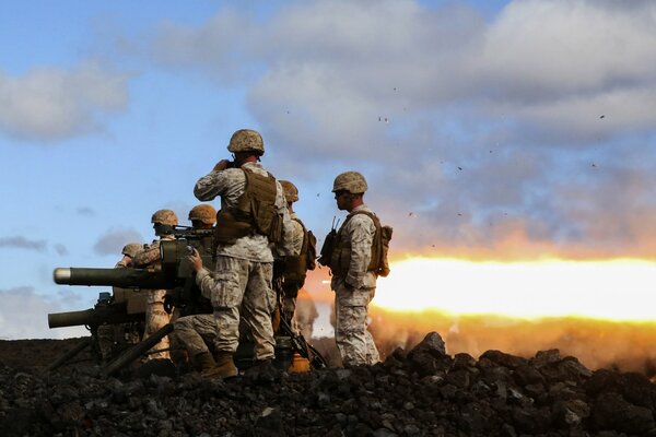 Soldiers on exercises in the field