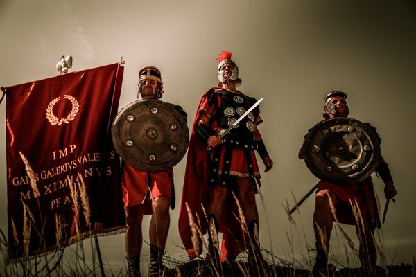 Warriors of ancient Rome in armor