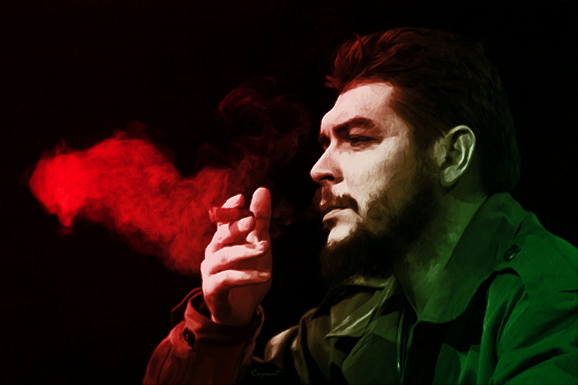 ernesto guevara che guevara revolucionario mirada cigarro humo