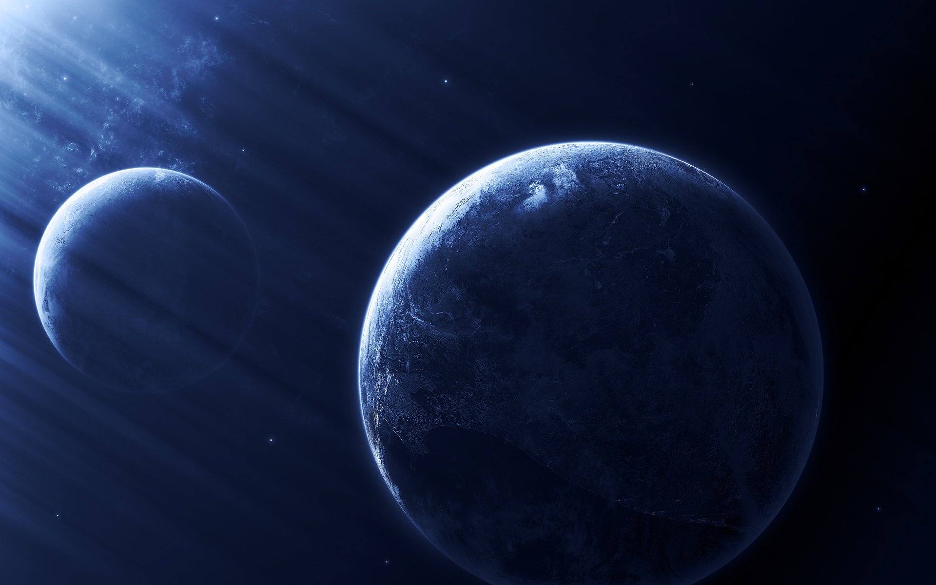 planets light effect fiction blue dark