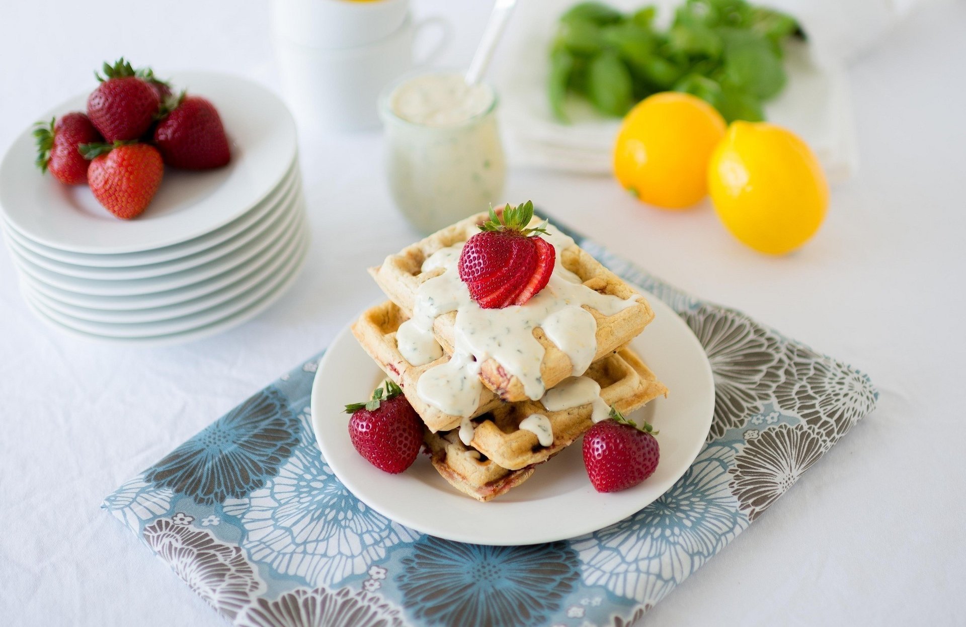 ягода еда клубника десерт вафли dessert сладкое