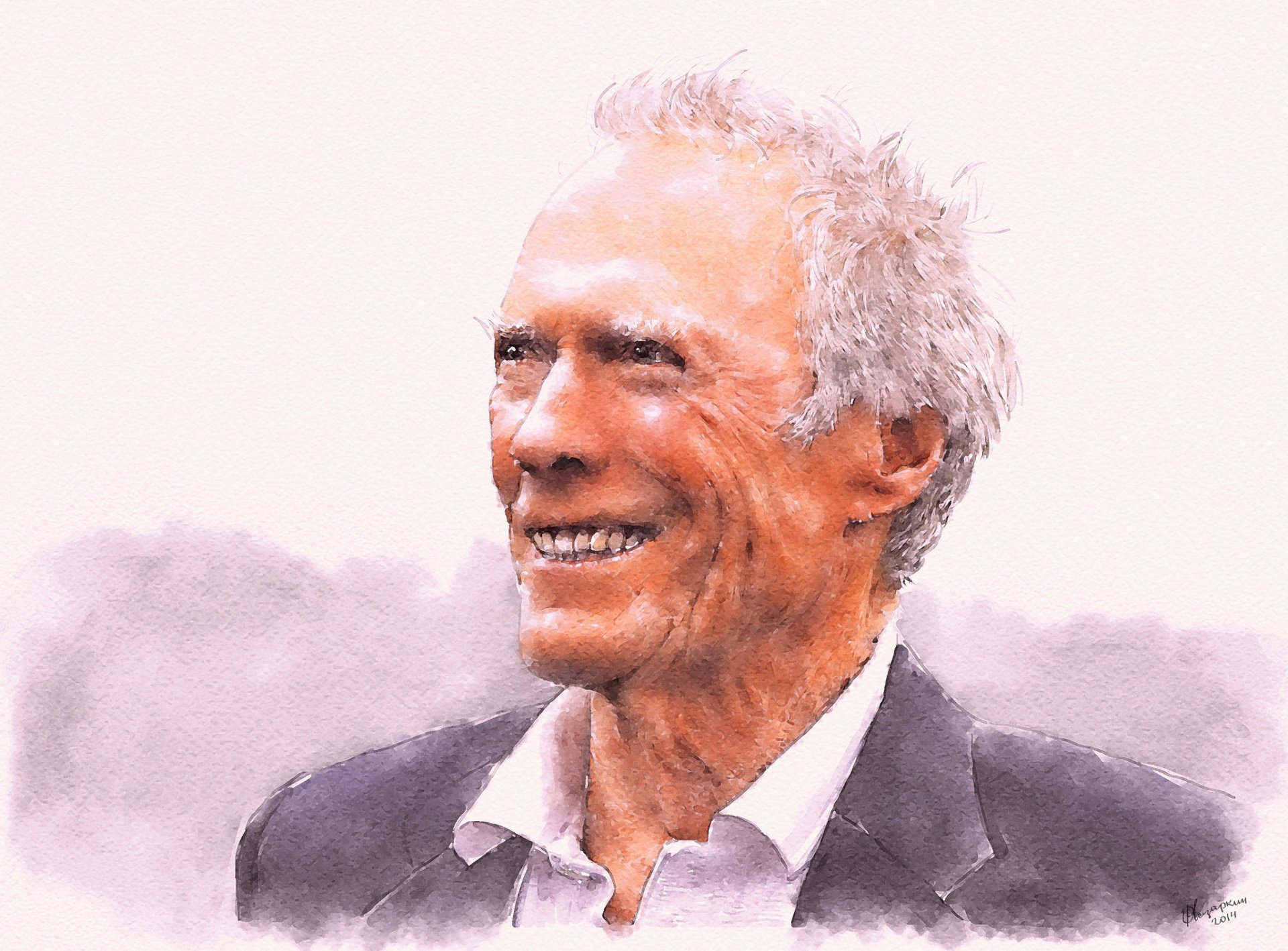 clint eastwood faccia sorriso sfondo