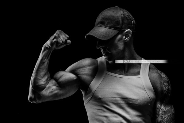 Muscular man on a black background