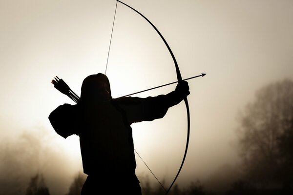 Archer. flèches. oignon. carquois. guerrier. photo noir et blanc