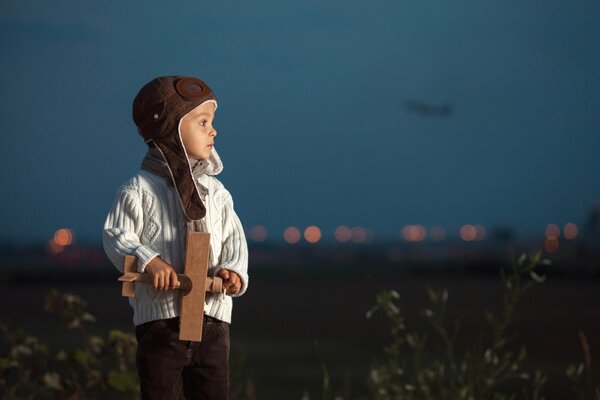 A boy who dreams of becoming a pilot