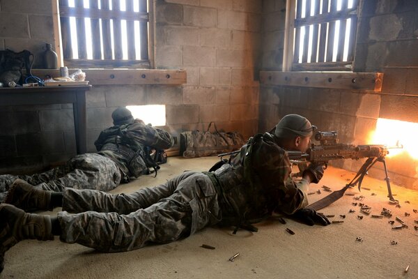 Soldiers do their duty with weapons in their hands