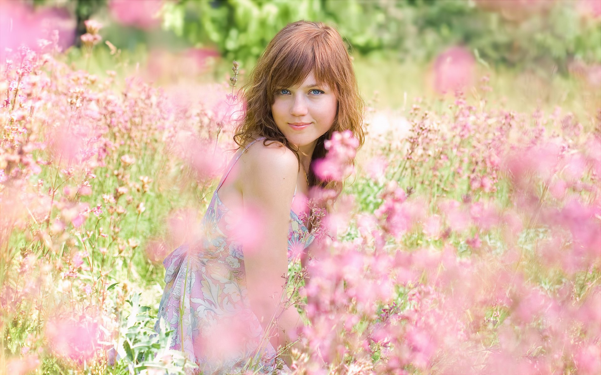 flowers girl field summer