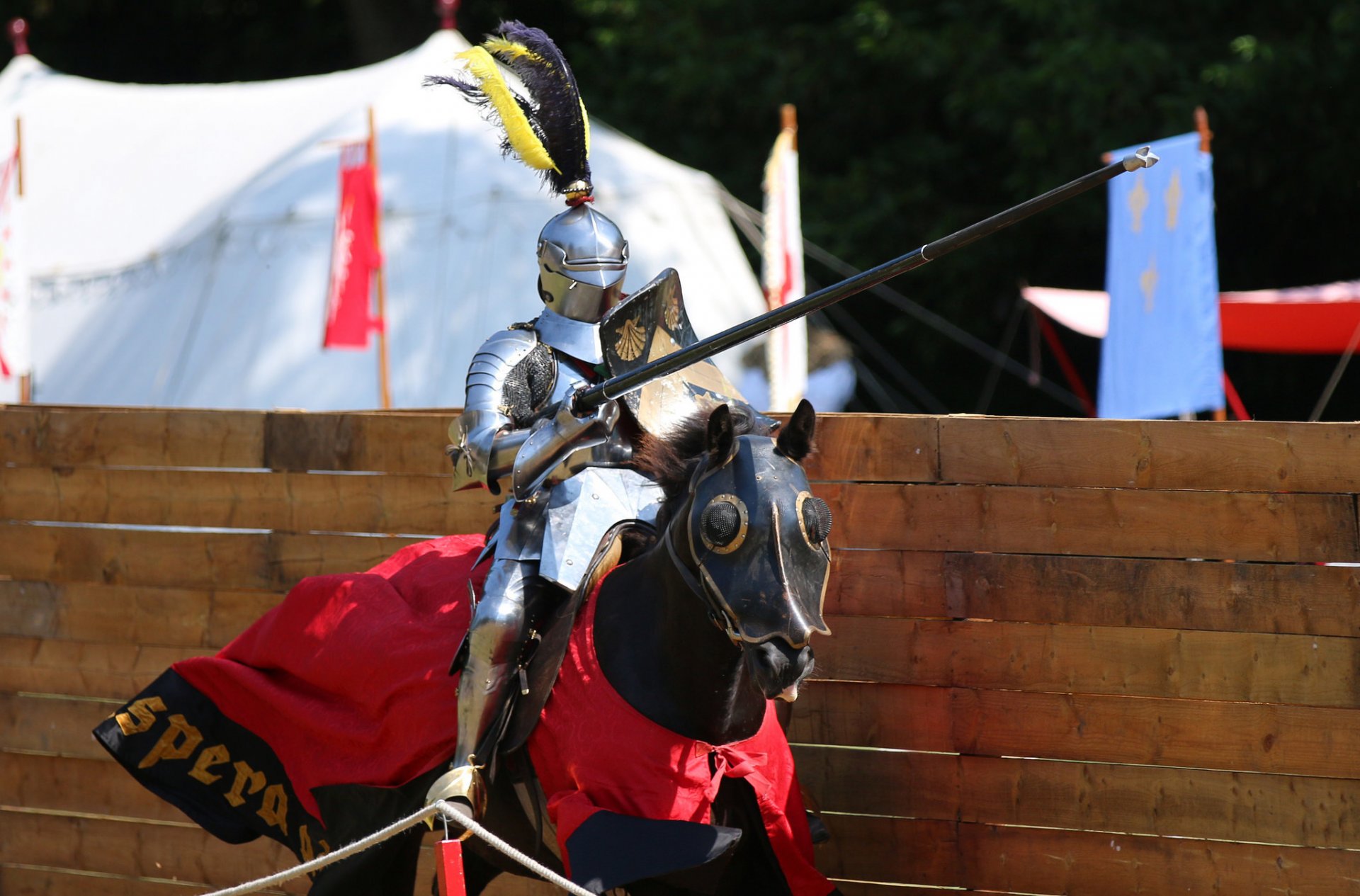 chevalier guerrier armure métal cheval cheval tournoi