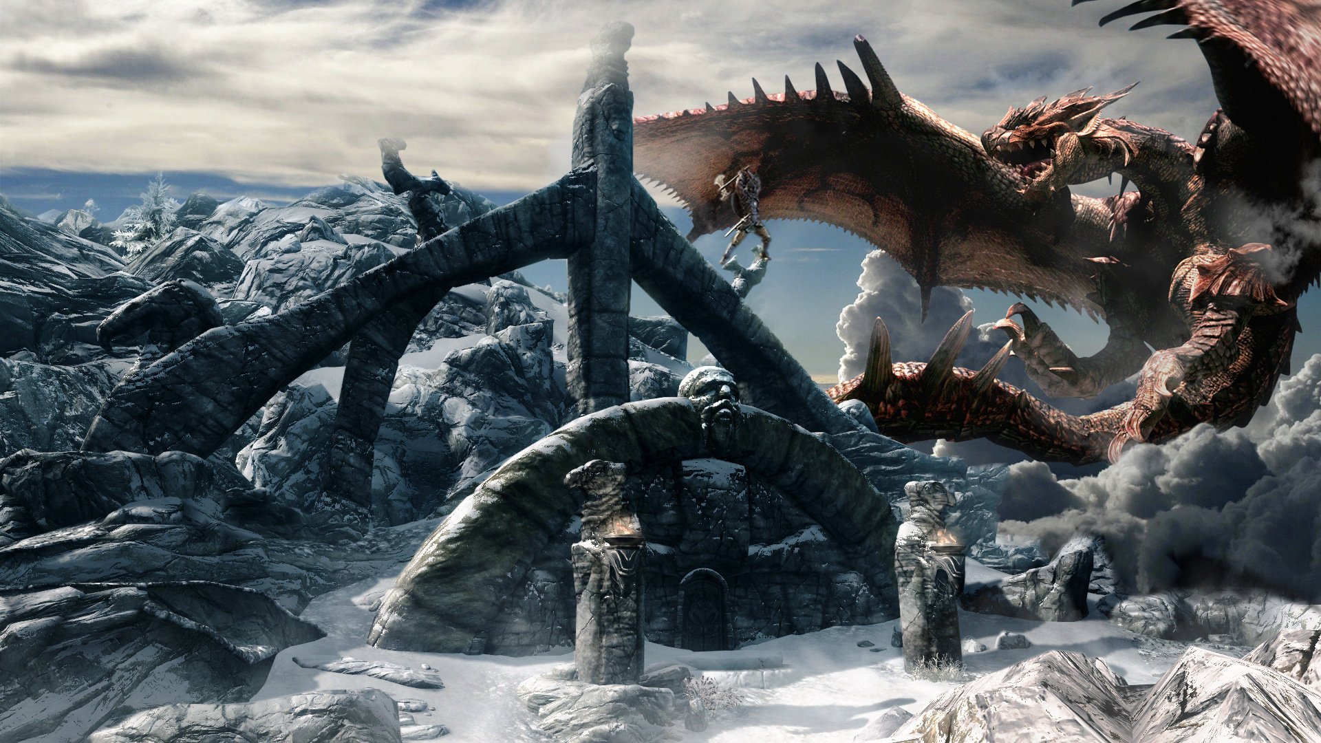 hügel dovakin skyrim drache schnee hintergrundbilder