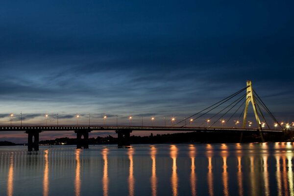 Night Moscow Bridge over the Dnieper