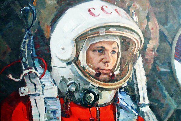 Yuri Gagarin in tuta spaziale dell URSS