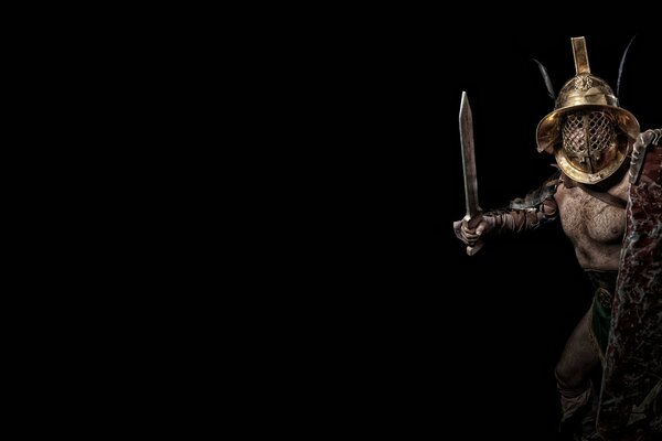 Gladiator, armor, slap, black background