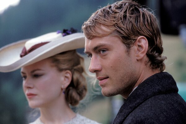 A shot of the movie Cold Mountain with Jude Law and Nicole Kidman