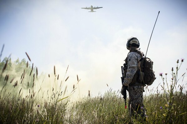 A lone soldier in the field