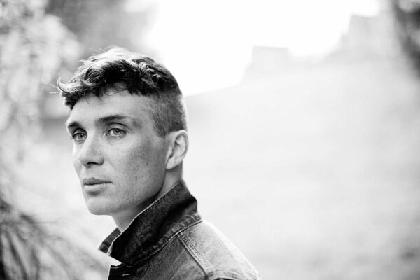 Cillian Murphy black and white photo