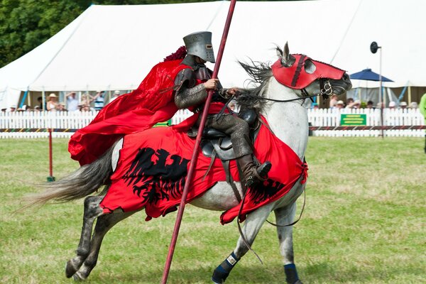 Knight in armor at the tournament