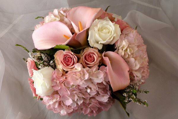 Pink beautiful bouquet of flowers