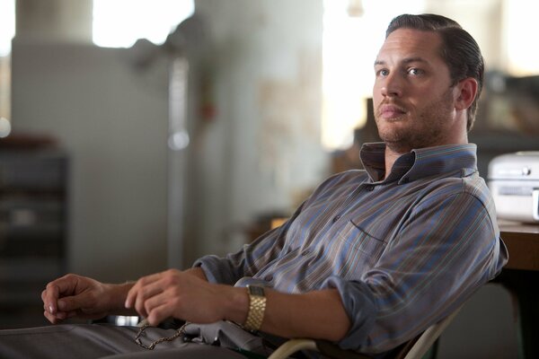 Tom Hardy in the chair