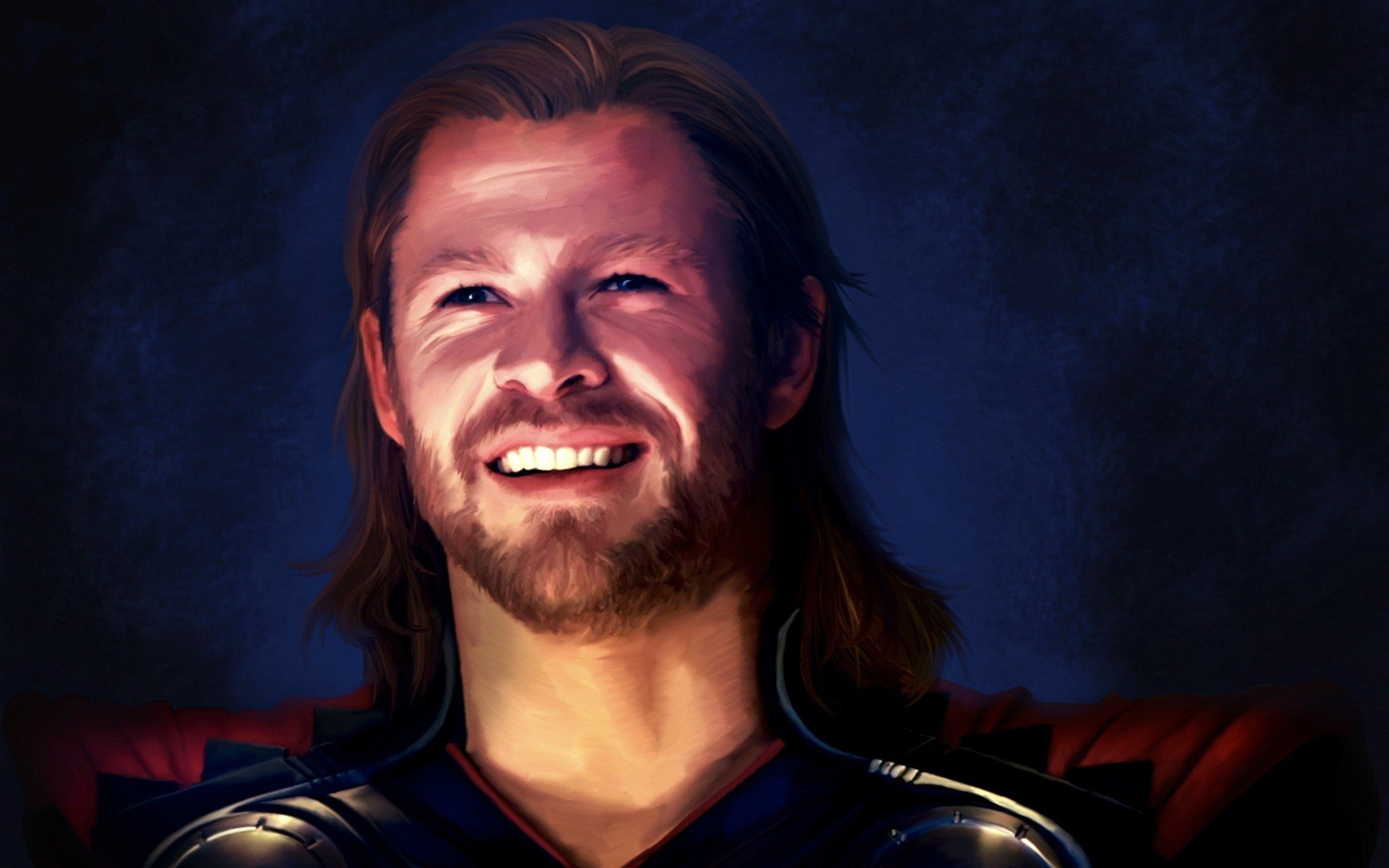 thor chris hemsworth marvel sorridente sorriso sguardo fan art